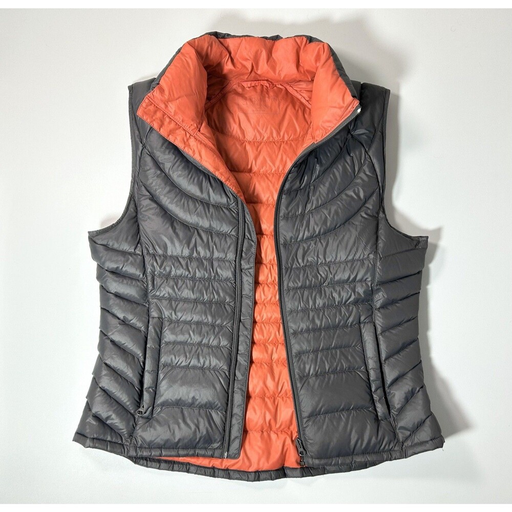 Bernardo Goose Down Vest Womens Medium Sleeveless Full Zip Puffer Gray Pink